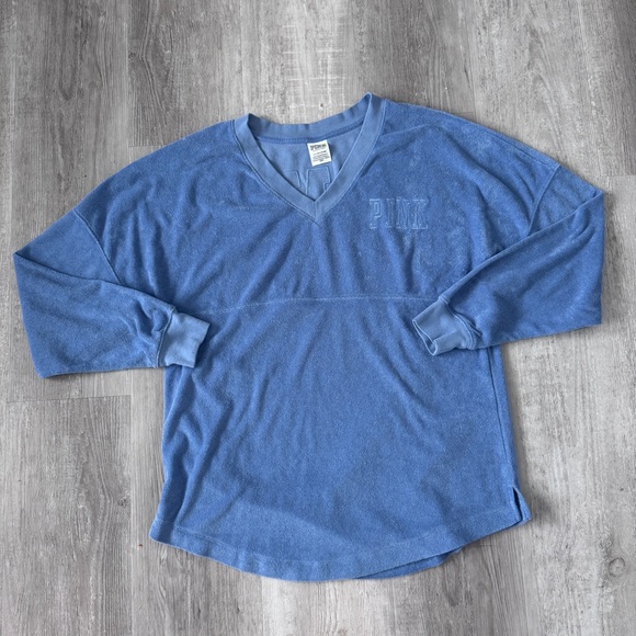 Victoria's Secret PINK Varsity Terry V Neck Sweatshirts - Picture 9 of 16